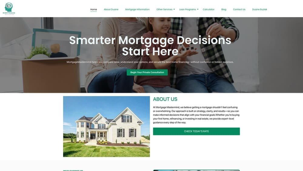 Screenshot of Mortgage Mastermind website