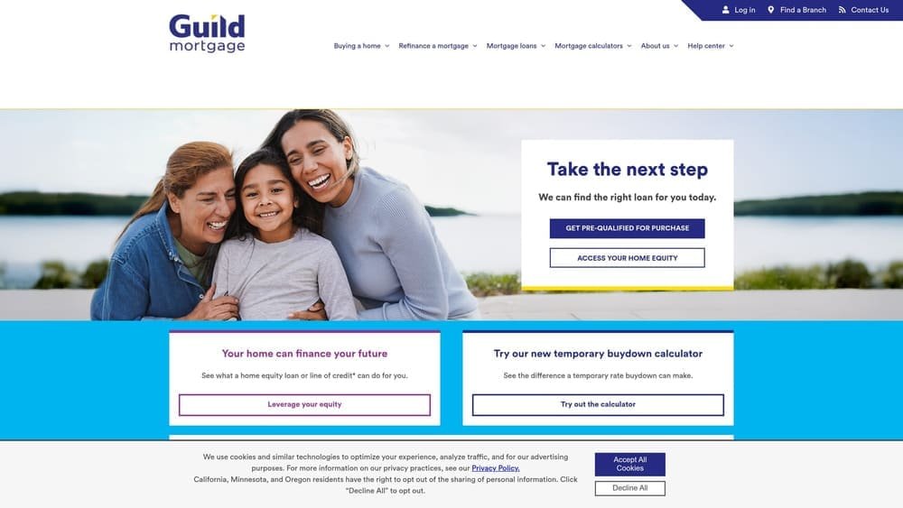 Screenshot of Guild Mortgage website