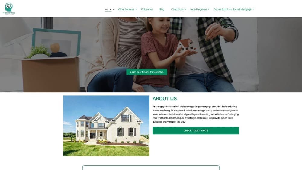 Screenshot of Mortgage Mastermind website
