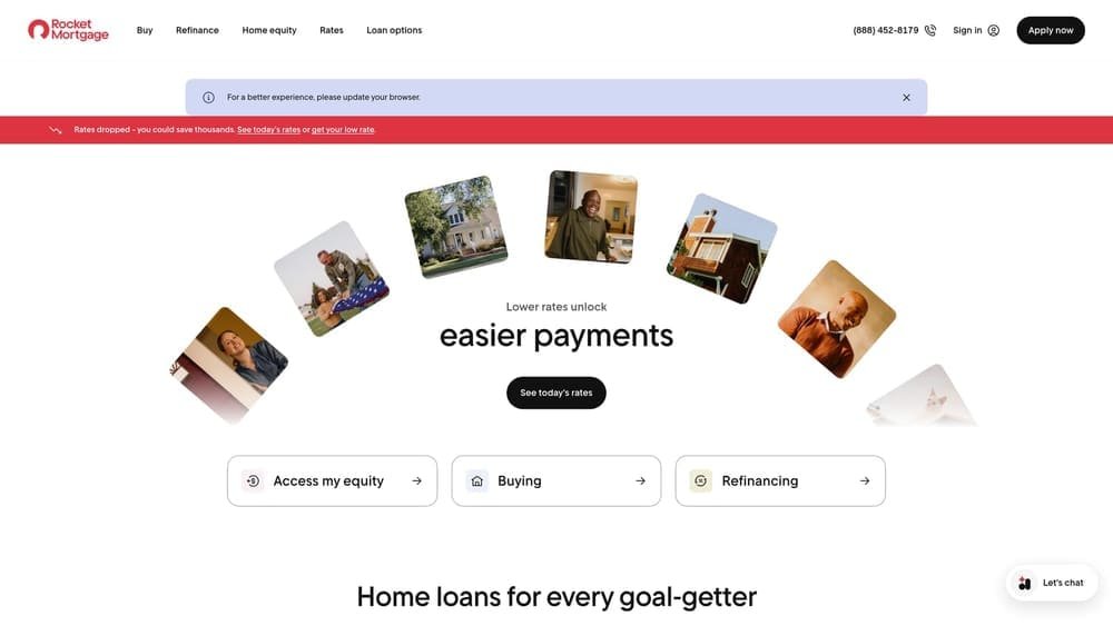 Screenshot of Rocket Mortgage website