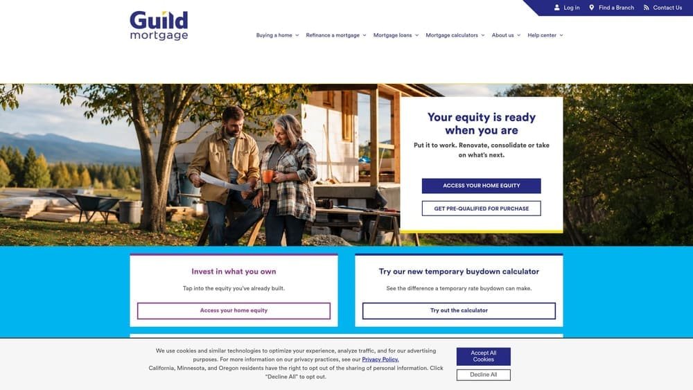 Screenshot of Guild Mortgage website