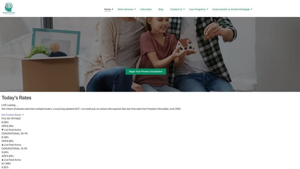 Screenshot of Duane Buziak at Mortgage Mastermind website